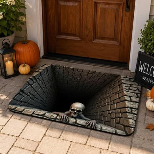 🎃 Halloween Skeleton 3D Illusion Floor Mat