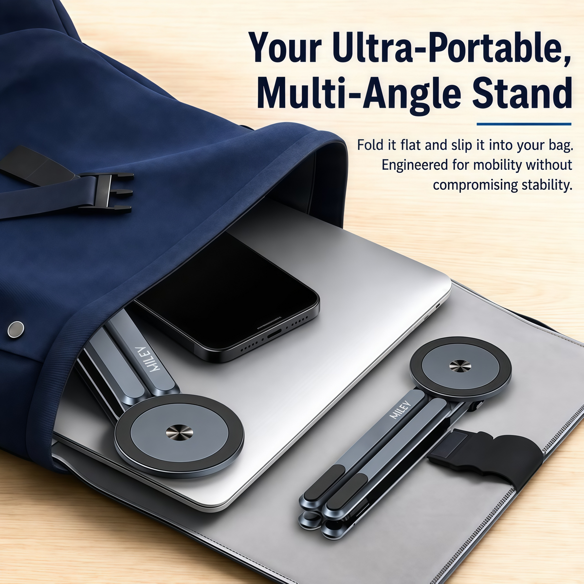 3-in-1 Foldable Laptop, Tablet & Magnetic Phone Stand