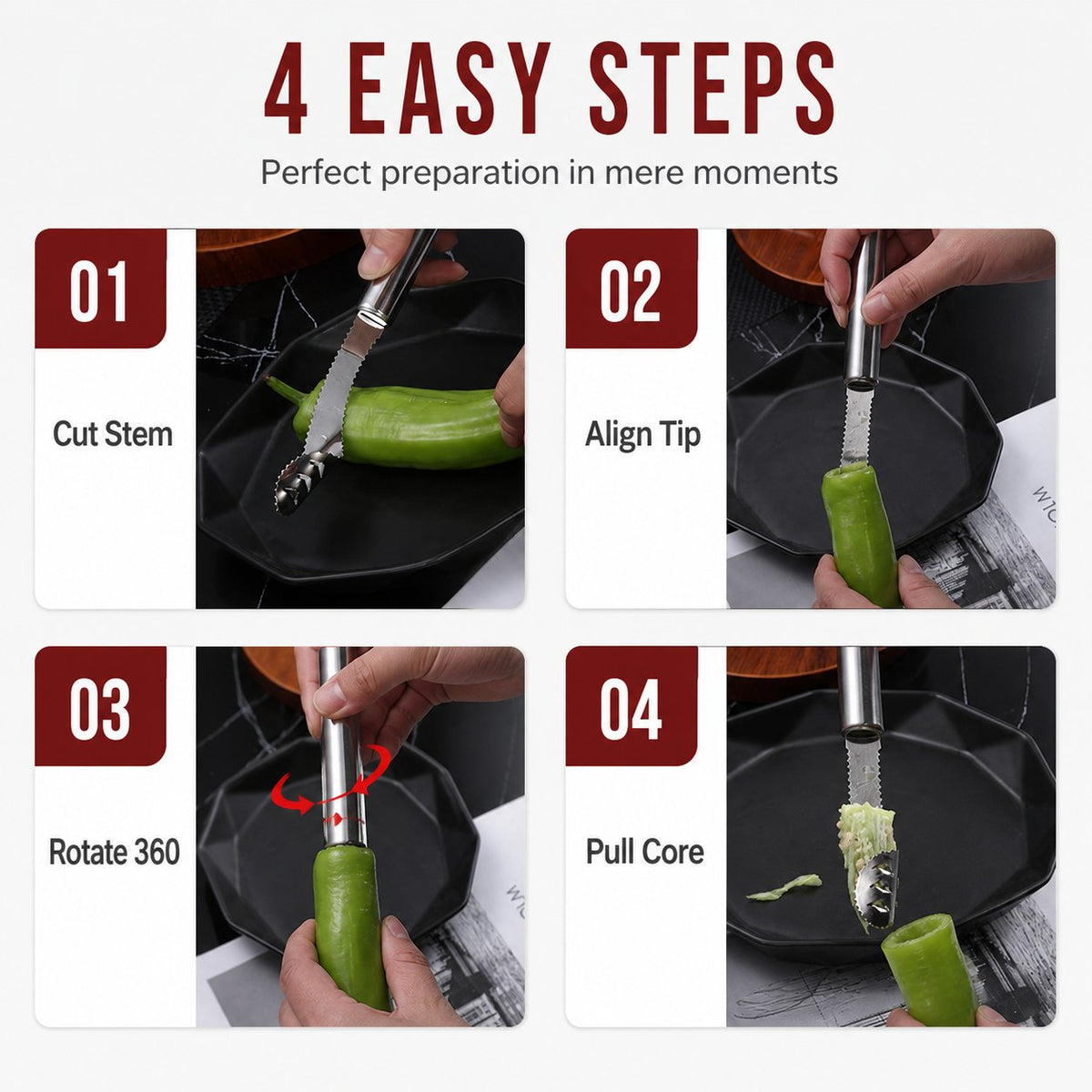 🌶️Stainless Steel Pepper Corer | Kitchen Vegetable Seed Remover Tool