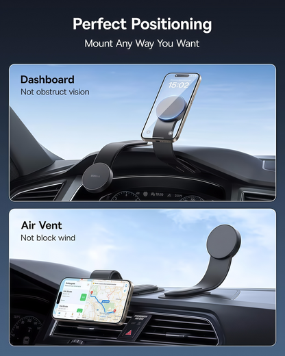 🚗 MagSafe Car Mount – 25N Strong Magnetic Phone Holder with Bendable Memory Titanium Alloy, 360° Rotation & 3M Adhesive Dashboard Mount for iPhone 16/15/14/13 & Android