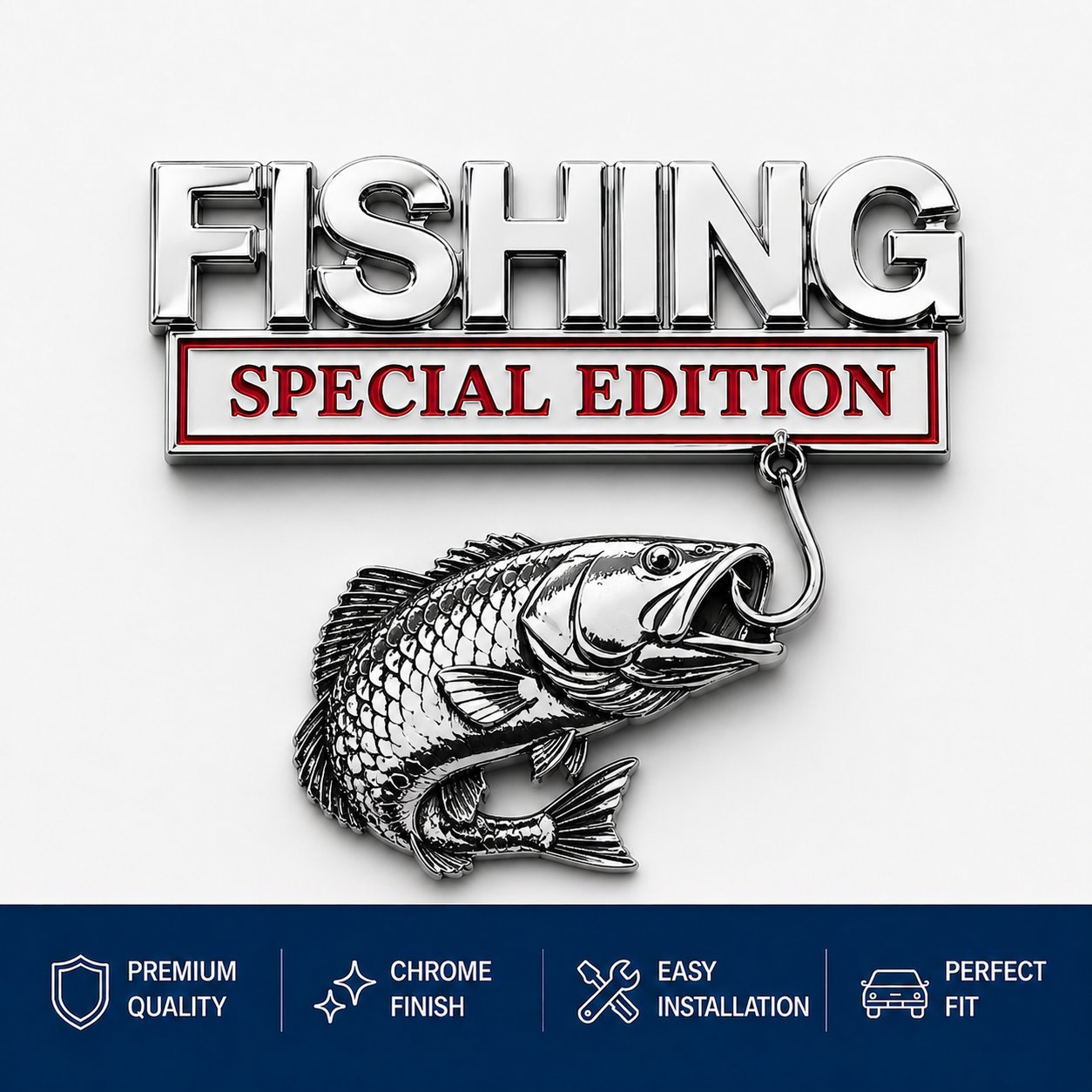 🎣 Fishing Special EditionTM Premium 3D Metal Vehicle Emblem Badge