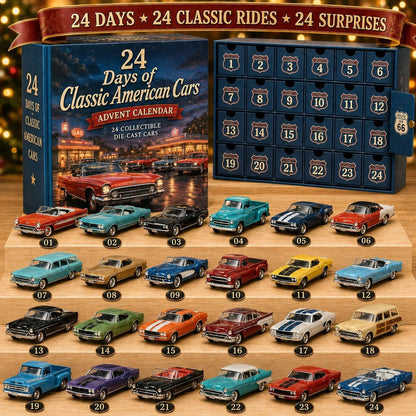 🚗24 Days of Classic American Cars Advent Calendar – 24 Vintage Ride Collectibles for Car Lovers