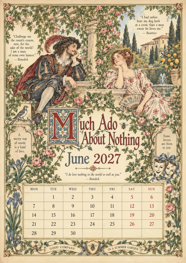 A Shakespearean Year 2027 – 12 Plays Through the Seasons | Vintage Illustrated Wall Calendar