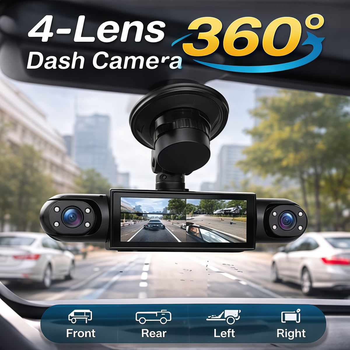 🚗4-Channel 1080P Dash Camera with Night Vision