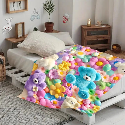 Teddy Pastel Floral Print Throw Blanket