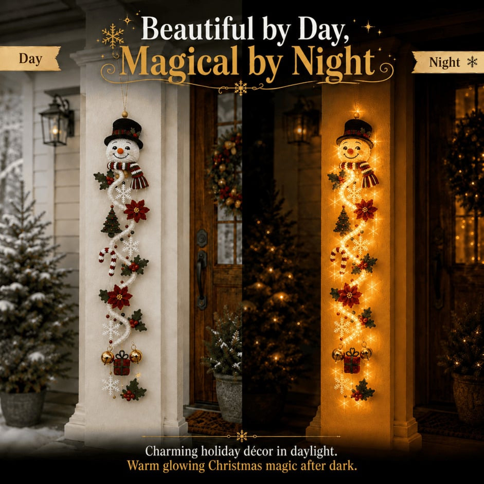🎄Light-Up Christmas Door Hanger | 6 festive light designs, warm glow, 3D details, and space-saving vertical decor ✨