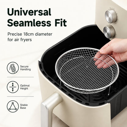 🔥Stainless steel air fryer rack with raised oil drain basket and multi-level mesh grill rack