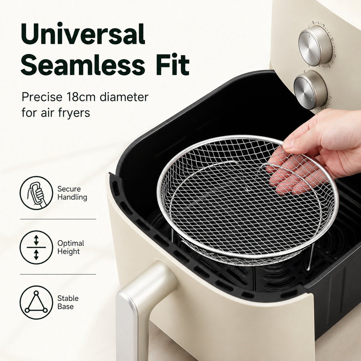 🔥Stainless steel air fryer rack with raised oil drain basket and multi-level mesh grill rack