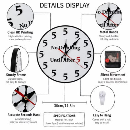 Funny "No Drinking Until After 5" Round Wall Clock