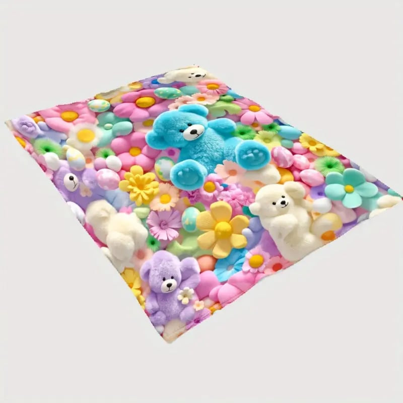 Teddy Pastel Floral Print Throw Blanket