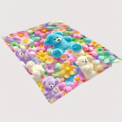 Teddy Pastel Floral Print Throw Blanket