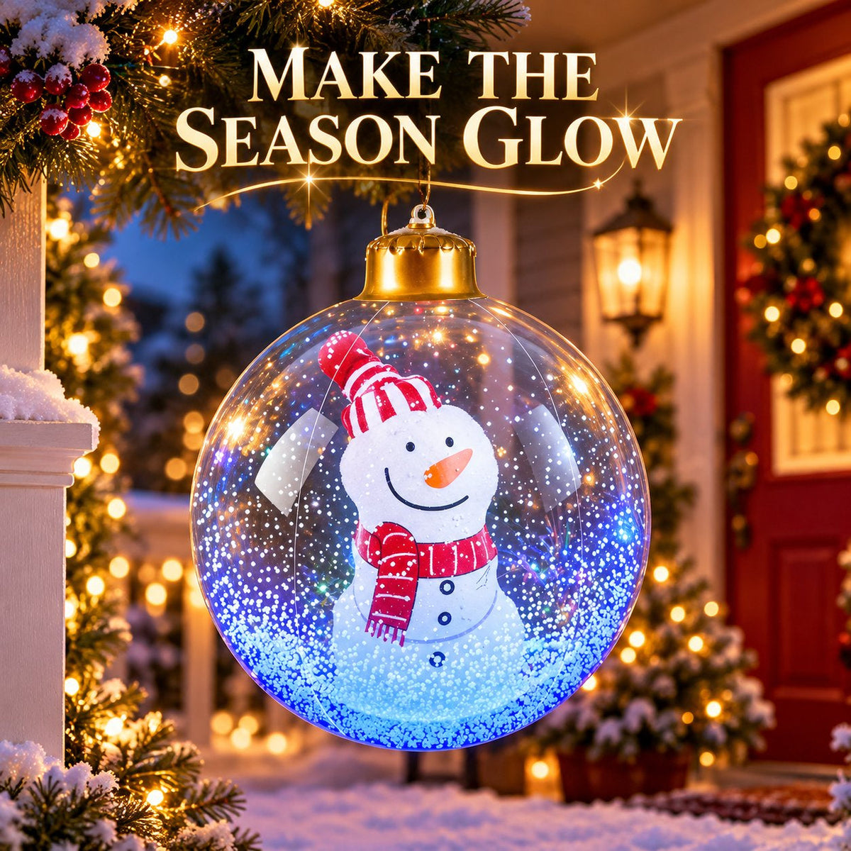 Glowing Snowman Christmas Ball, Outdoor Decoration with LED Lights