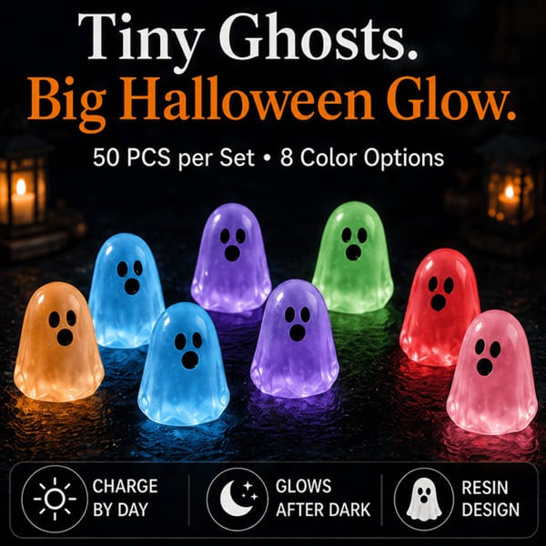 👻 Glow-in-the-Dark Mini Ghosts – 8-Colour Halloween Mix