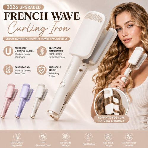 ✨ 32MM Wavy Hair Curler – Big Bouncy Curls, 4 Adjustable Heat Settings & Negative Ion Care – Salon-Quality Styling at Home 💇‍♀️