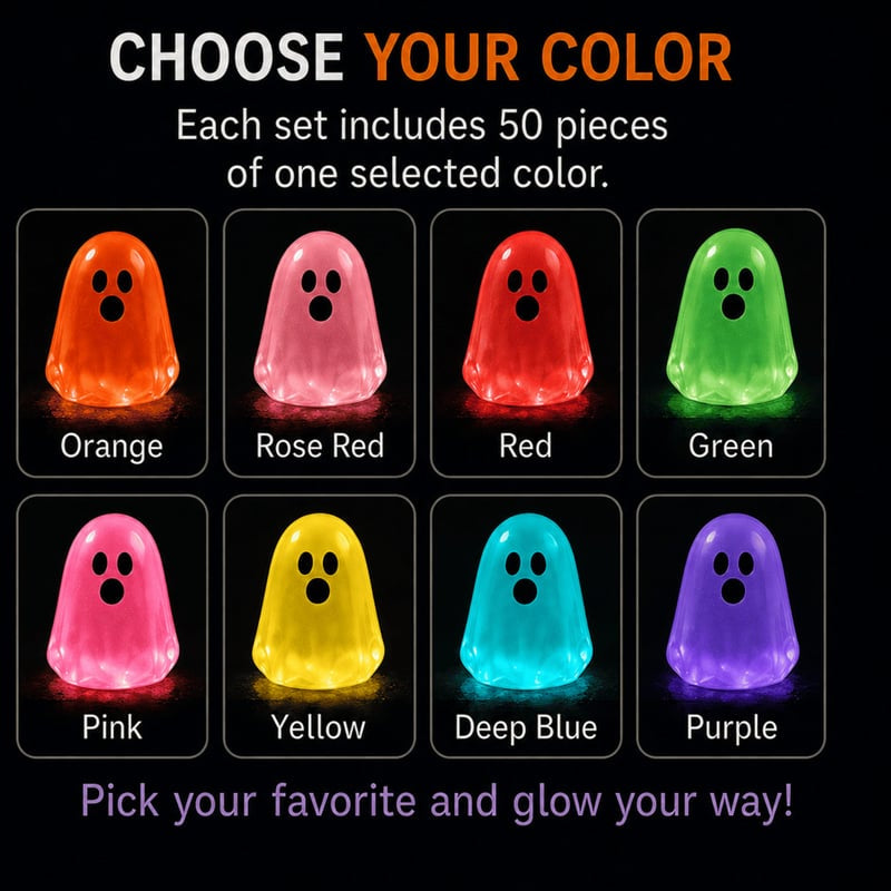 👻 Glow-in-the-Dark Mini Ghosts – 8-Colour Halloween Mix