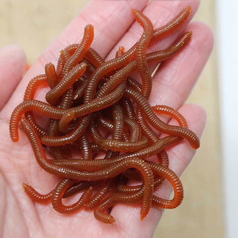 ⏰Simulation Earthworm Soft Fishing Lures Shrimp Scented Artificial Worm Baits for Freshwater and Saltwater Pack of 50 or 100